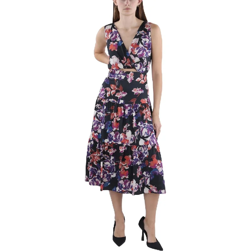 Women's Comfortable Garments Lauren Ralph Lauren Womens Twist-Front Floral Fit & Flare Dress