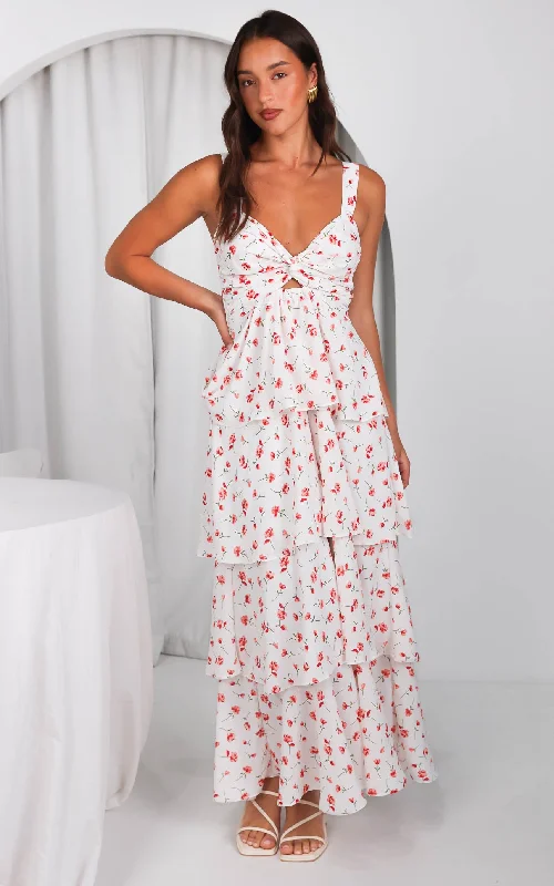 Women's Sporty Clothes Cherika Maxi Dress - White Floral