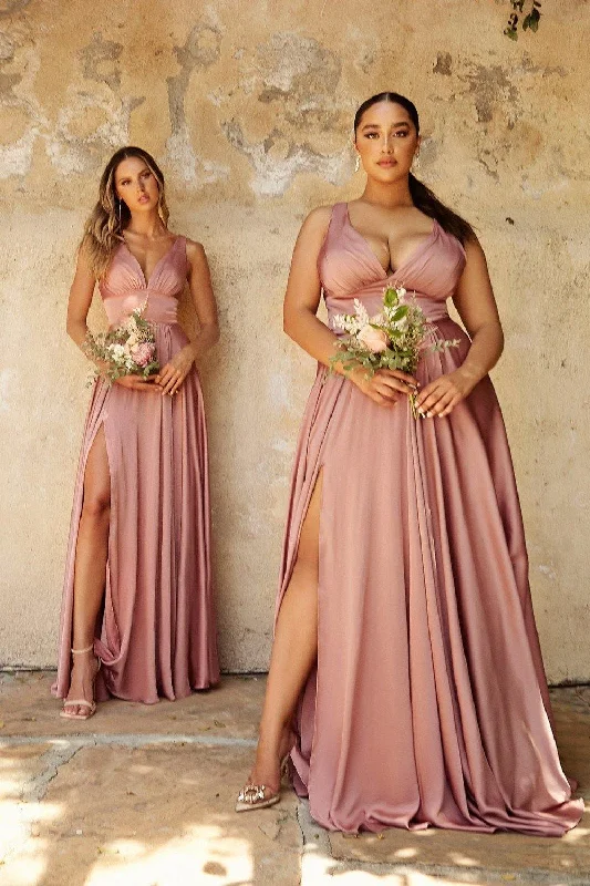 Women's Evening Outfit Cinderella Divine CD7469 Long Prom Dress Evening Gown Rose Gold