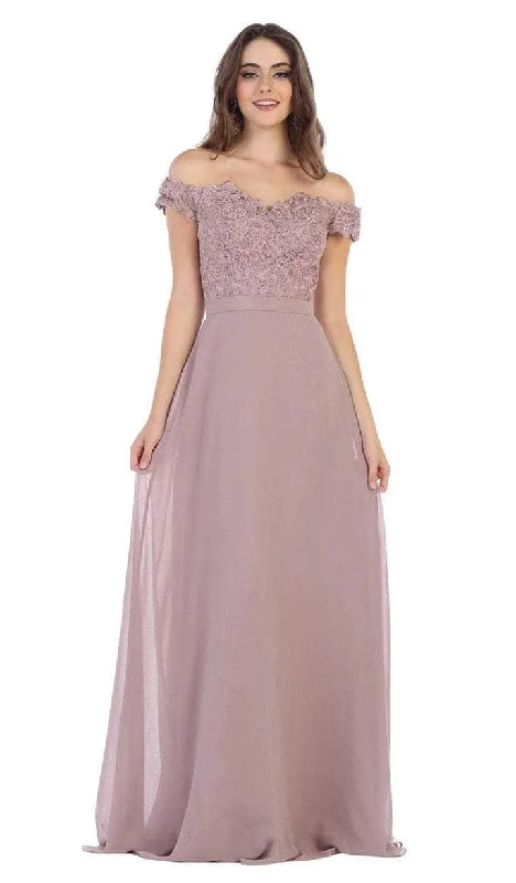 Women's Outfit May Queen - Off Shoulder A-Line Evening Gown MQ1601 - 1 pc Dusty Rose In Size 10 Available