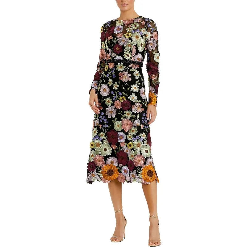 Women's Evening Garments Womens Embellished Floral Sheath Dress