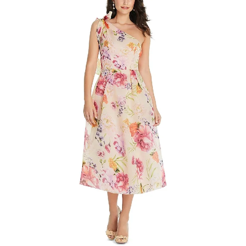 Women's Contemporary Clothing Alfred Sung Womens Floral Print  Midi Dress