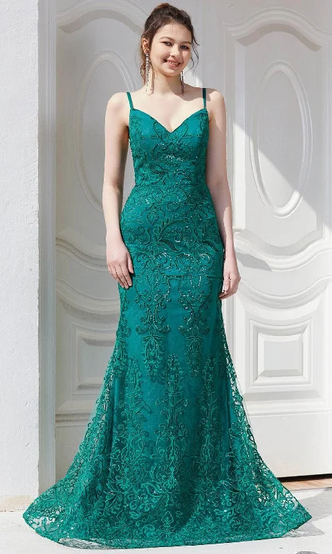 Women's Clothing Sets J'Adore Dresses J21026 - Laced Fitted Formal Gown