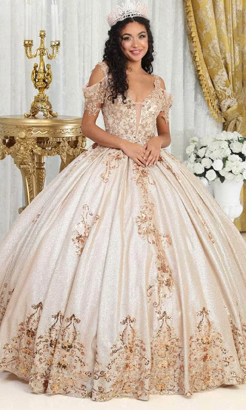 Women's Office Outfit May Queen LK213 - Cold Shoulder Applique Ballgown