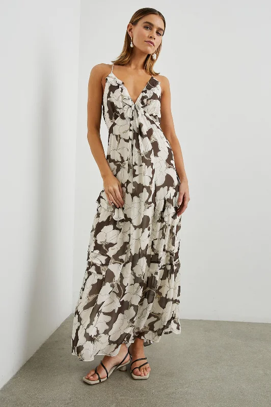 Women's Clothing For Holiday Travel BOA DRESS - MOCHA FLORAL