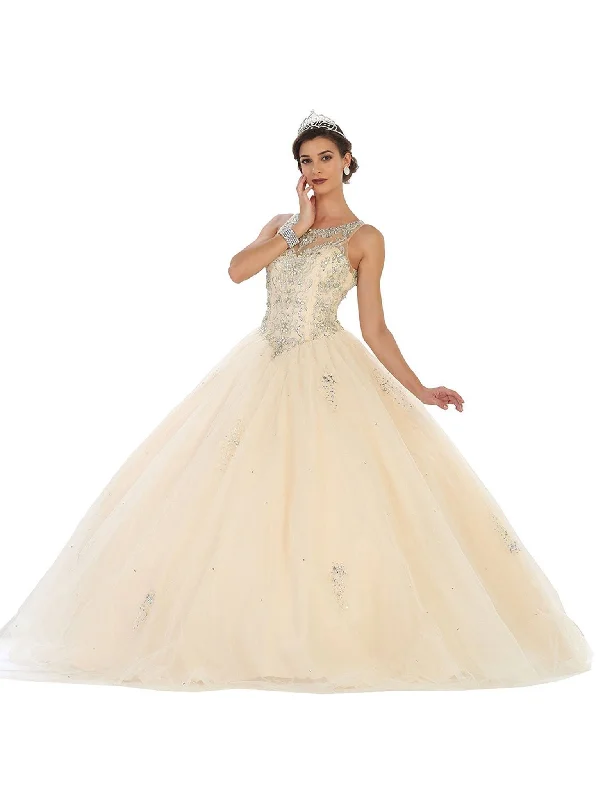 Stylish Outerwear Clothing For Women May Queen - Crystal Embellished Jewel Quinceanera Ballgown