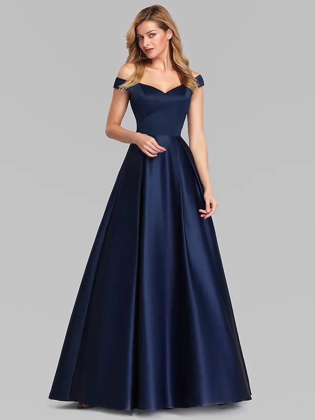 Chic Clothing For Women Evening Gown Elegant & Luxurious Dress Wedding Guest Floor Length Sleeveless Plunging Neck Charmeuse with Ruched