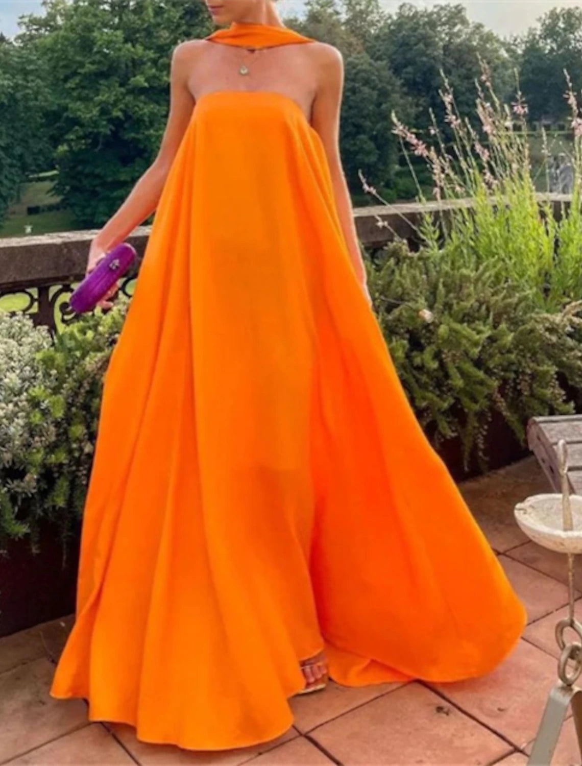 Women's Travel Outfit Set A-Line Wedding Guest Dress Fairy Dress Tie Floor Length Sleeveless Strapless Stretch Chiffon with Pleats Shawl