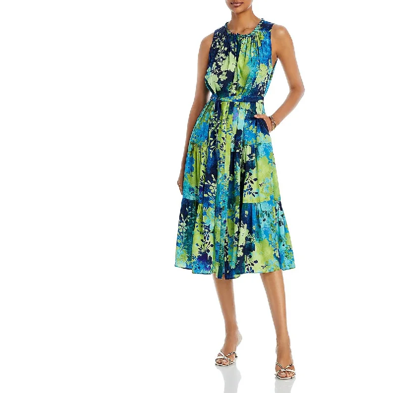 Women's Festive Attire Kobi Halperin Womens Nancy Floral Print Midi Fit & Flare Dress