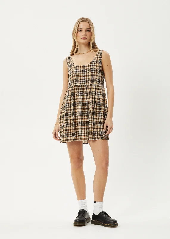 Women's Clothes For Special Occasions AFENDS Womens Check Out Jesse - Seersucker Mini Dress - Moonbeam Check