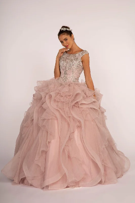 Women's Relaxed Clothes Beaded Long Quinceanera Sweet 16 Ball Gown