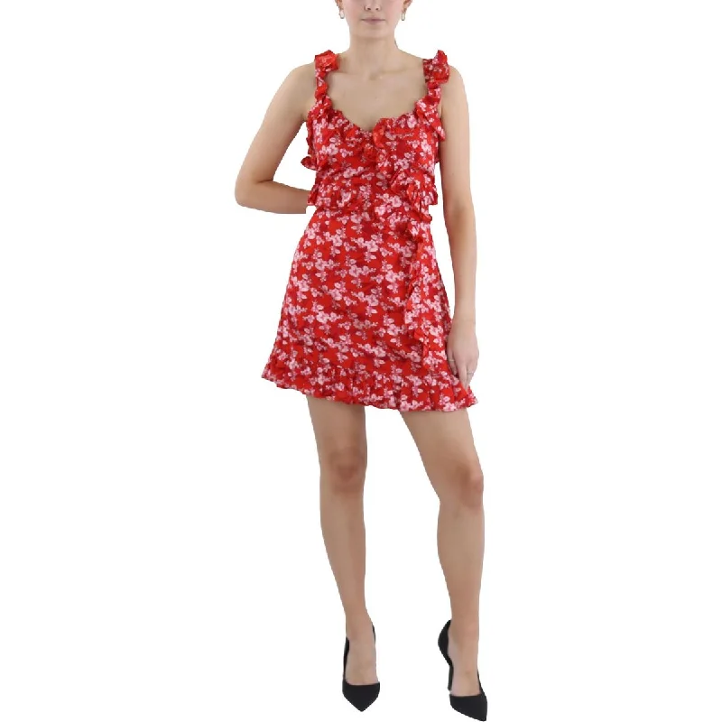 Affordable Women's Apparel Elianna Womens Floral Print Mini Cocktail And Party Dress