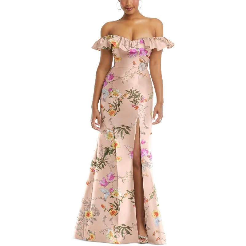 Women's Occasion Wear Clothing Alfred Sung Womens Taffeta Floral Print Evening Dress