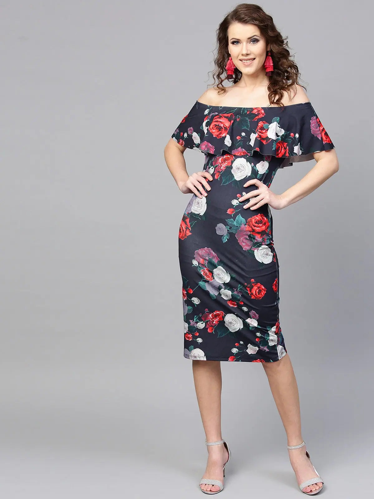 Women's Party Outfit Floral Scuba Dress