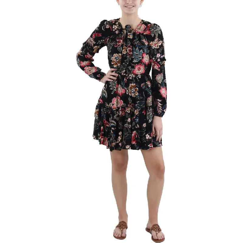 Women's Versatile Apparel Reina Womens Floral Tiered Mini Dress