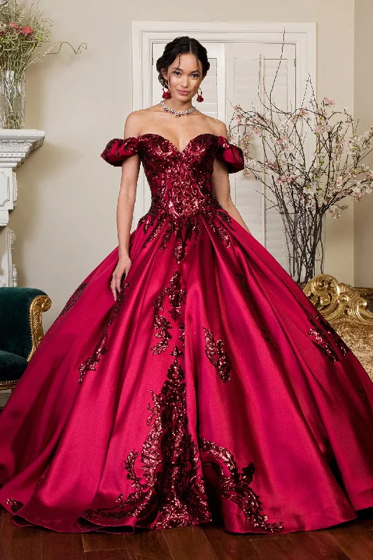 Fashion-Forward Women's Clothing Off Shoulder Ball Gown Long Quinceanera Dress