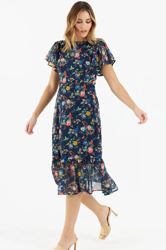 Women's Evening Clothes Chia Floral Dress (Navy)