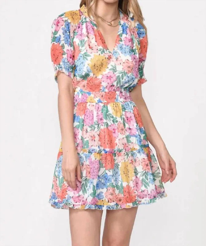 Women's Resort Attire Vonnie Floral Chiffon Dress In Blue Floral