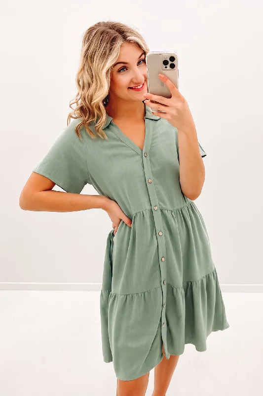 Women's Plus-Size Attire Little Paradise Mini Dress Sage