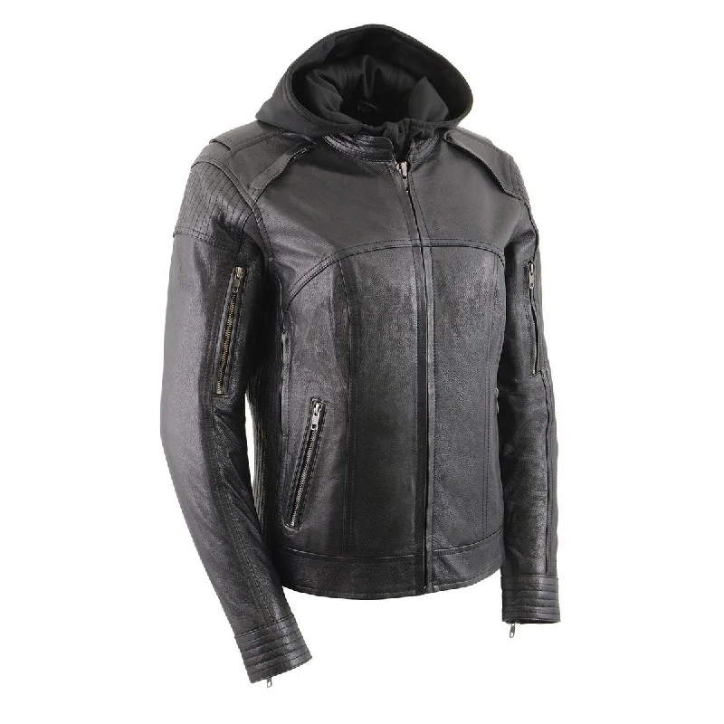 Women's Office Outfit Milwaukee Leather Women's Vented Racer Leather Jacket with Removable