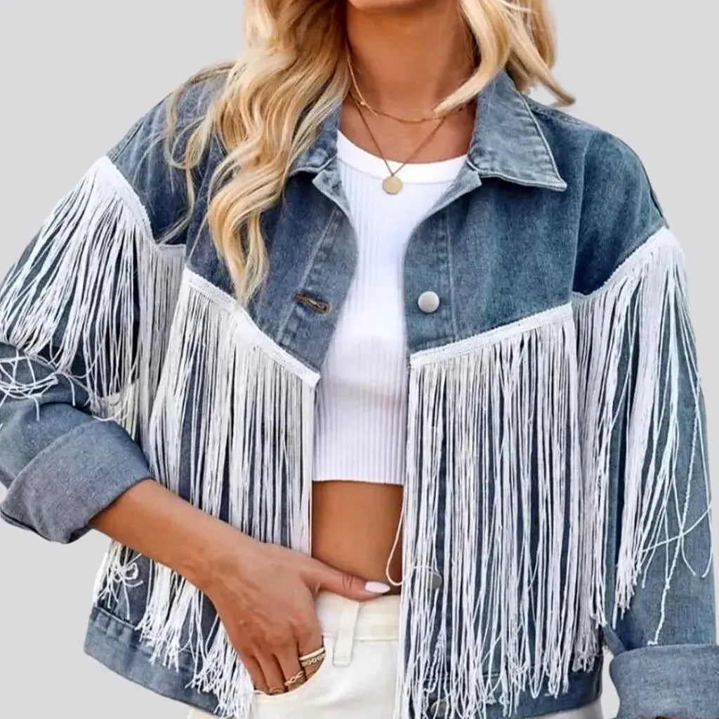 Modern Women's Clothes Fringe jean jacket
 for women