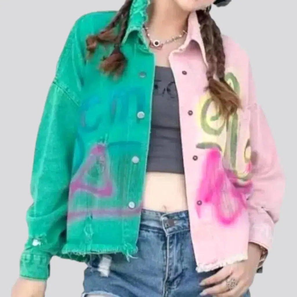 Women's Trendy Casual Outfit Painted y2k women's jeans jacket