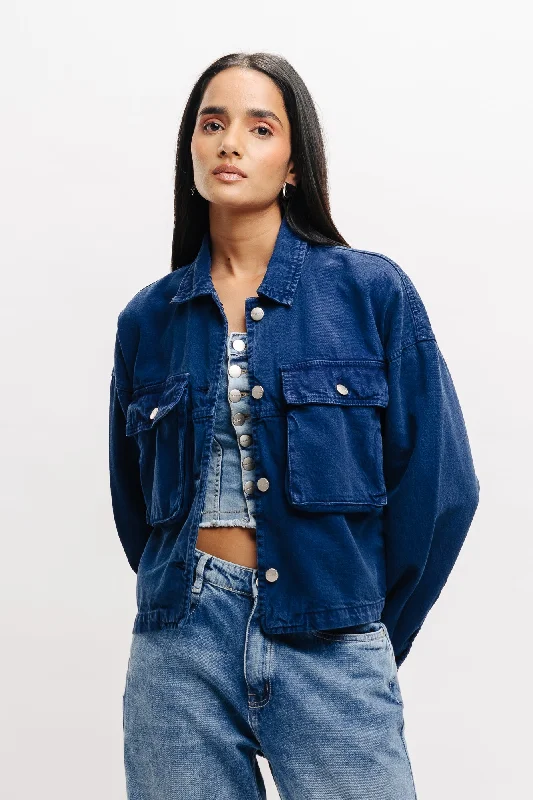 Chic Women's Garments Blue Oversized Denim Jacket