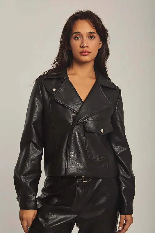 Women's Resort Apparel Jacket Leather Biker Black