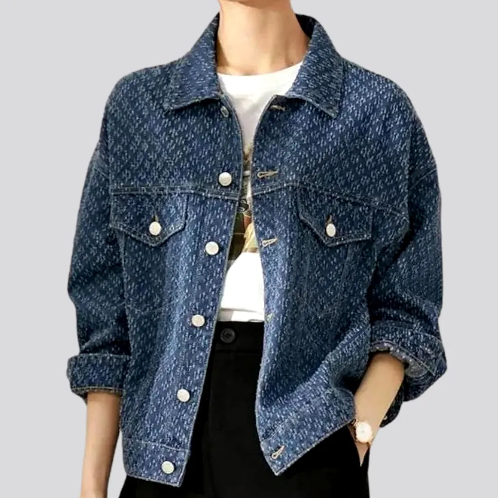 Women's Vintage-Inspired Outfit Boho medium-wash denim jacket for women