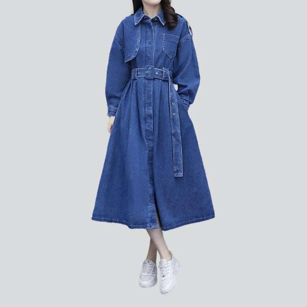 Women's Fashion Clothes Women's denim coat with belt