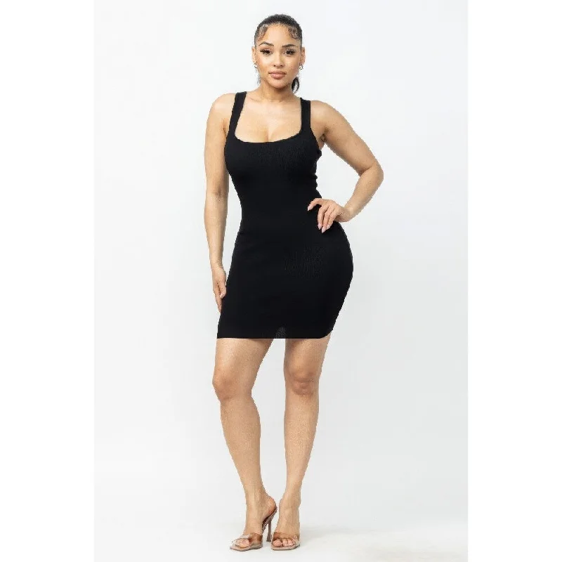 Women's Holiday Attire Black Sleeveless Mini Dress Perfect for Night-out and Cocktail Parties