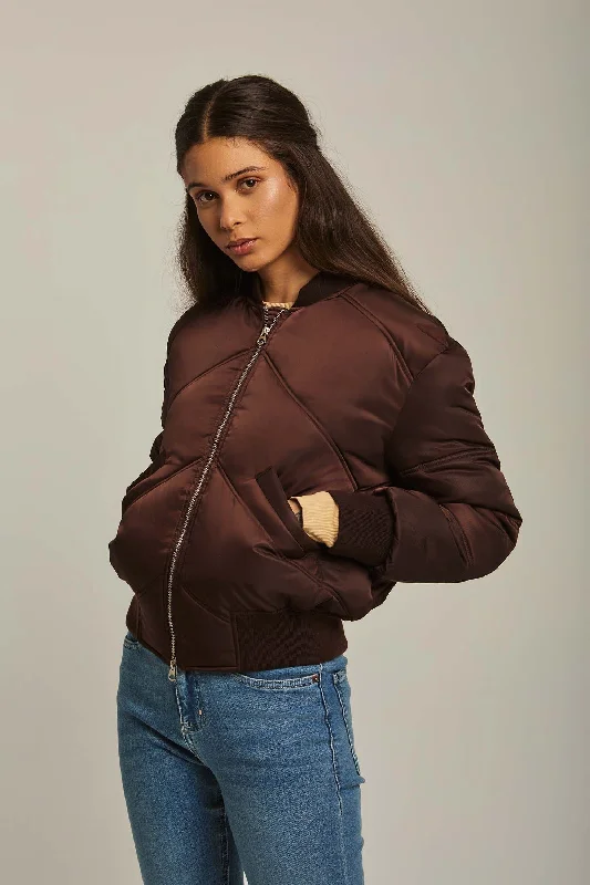 Women's Clothes And Apparel Sets Women Jacket Long Loose Bomber Brown