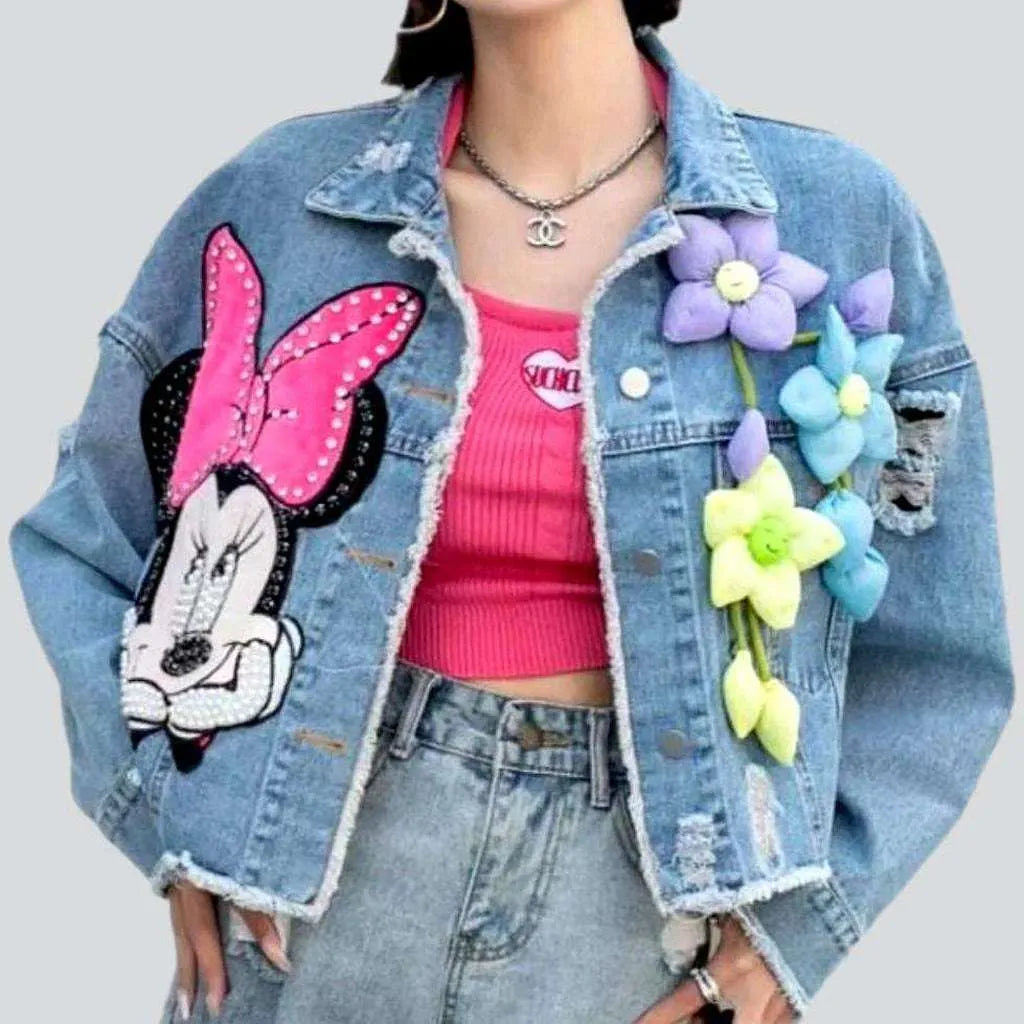 Women's High-Fashion Outfit Embellished women's denim jacket