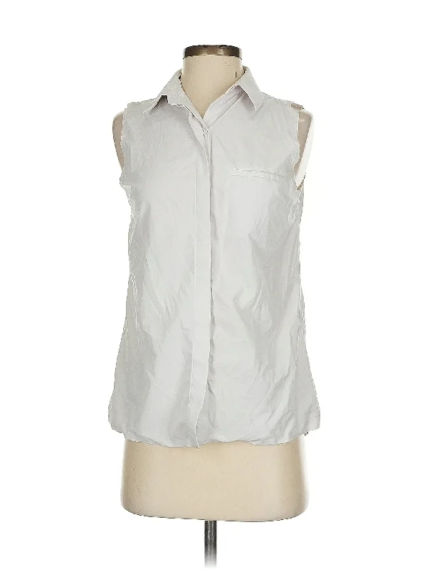 Classic Women's Clothing Styles Sleeveless Button Down Shirt