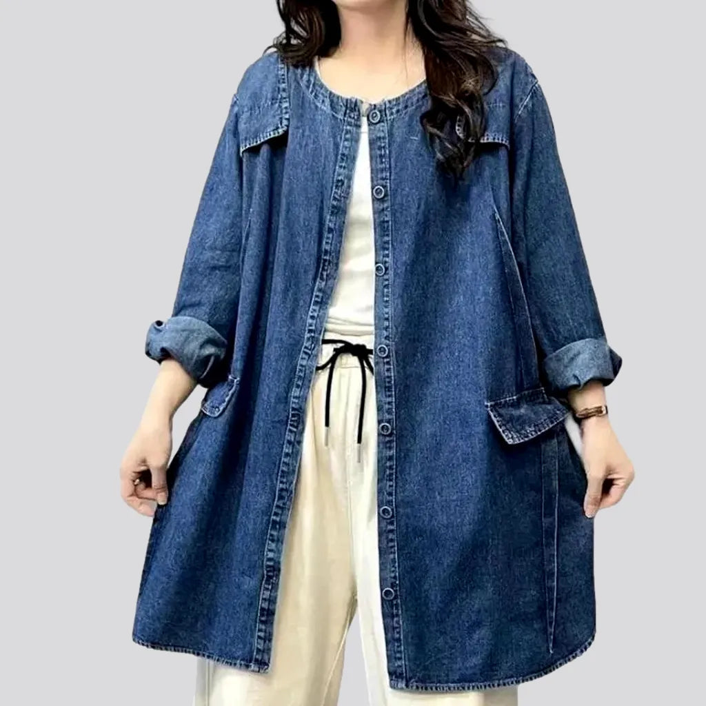 Women's Professional Garments Round-collar chore denim jacket for ladies