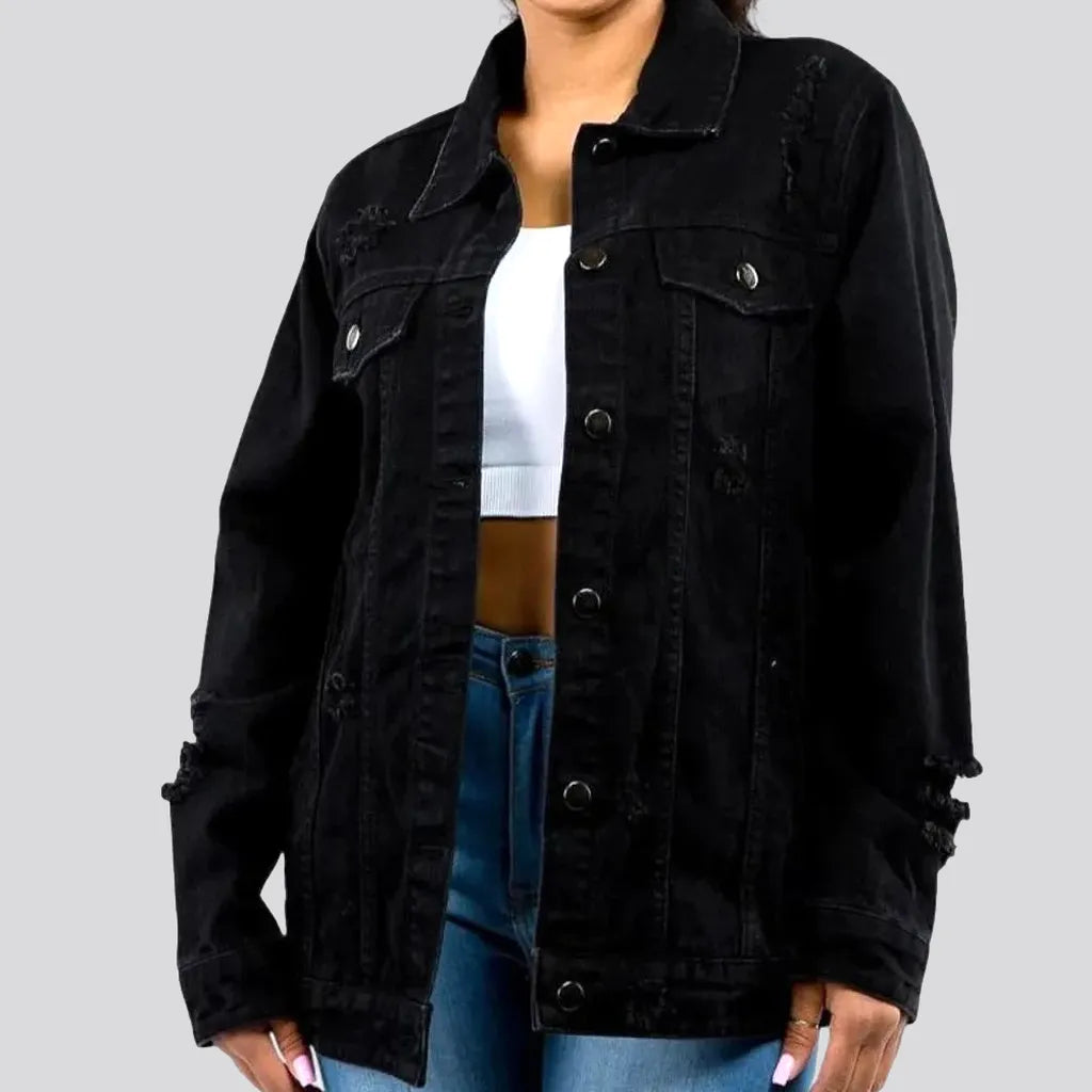 Women's Date Night Outfit Chic oversized denim jacket for women