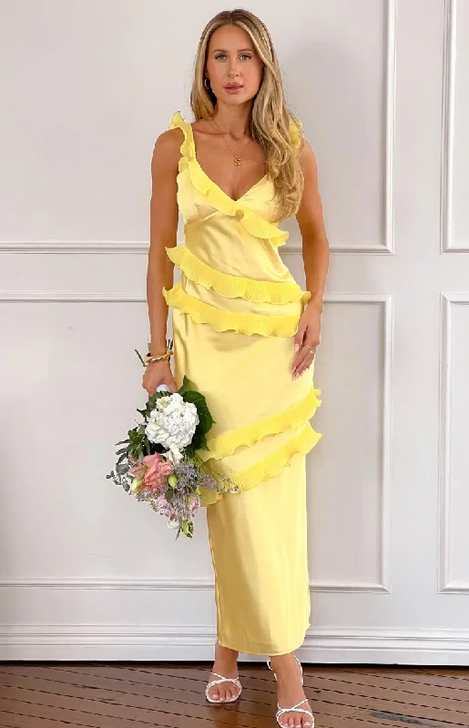 Women's Vacation Garments Evan Yellow Maxi Dress