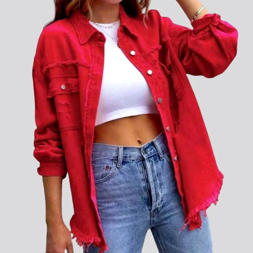 Comfortable Women's Clothes Cropped shirt-like denim jacket for ladies