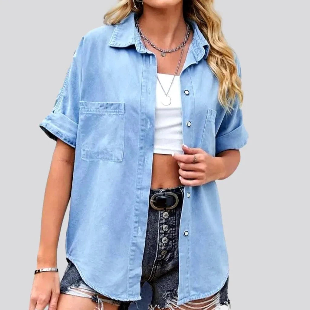 Stylish Outerwear Clothing For Women Loose half-sleeve women's denim shirt