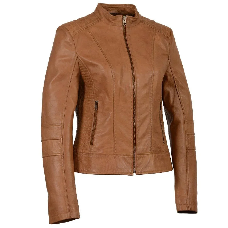 Women's Seasonal Garments Milwaukee Leather SFL2860 Saddle Women's Zip Front Stand Up Collar