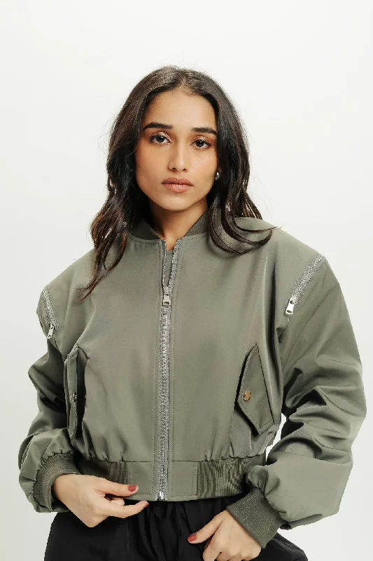 Luxury Women's Clothes Zip With Me Bomber Jacket