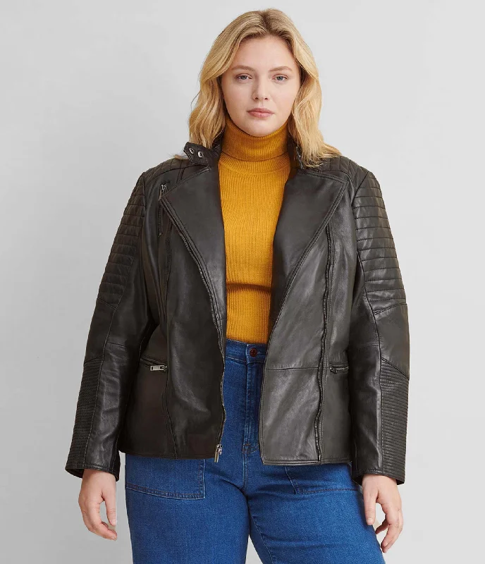 Women's Fashionable Attire For Work Plus Size Quilted Leather Jacket