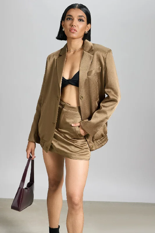 Comfortable Women's Attire Mud Brown Blazer Jacket