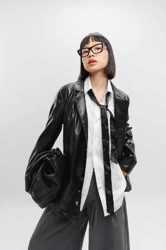 Women's Seasonal Clothes Seoul Y2K Black Leather Jacket