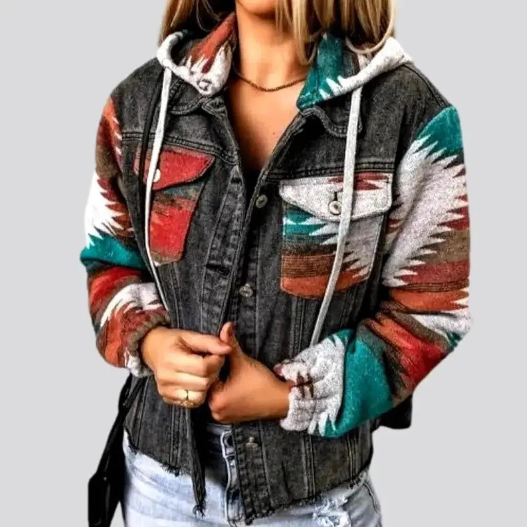 Affordable Women's Clothing Street hooded denim jacket for ladies