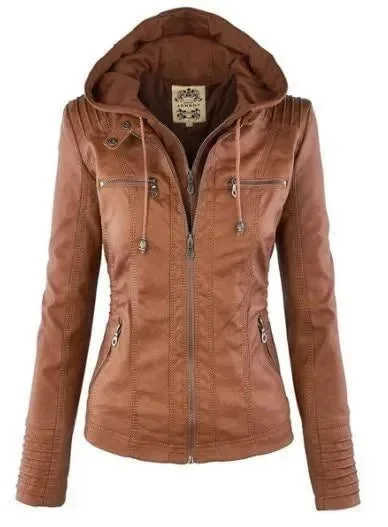 Women's Loungewear Clothes Hooded Leather Jackets For Women