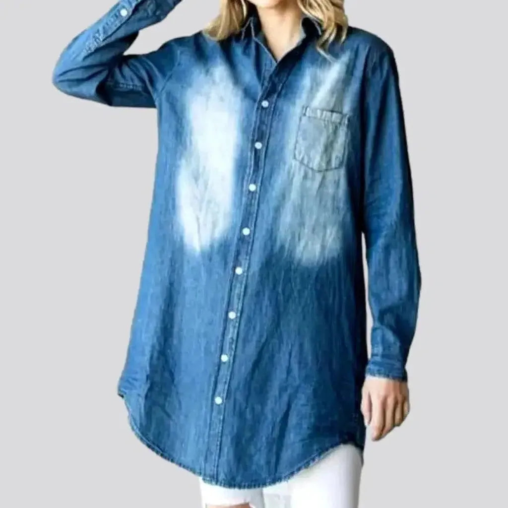 Women's Comfy Loungewear Outfit Sanded loose denim jacket
 for women