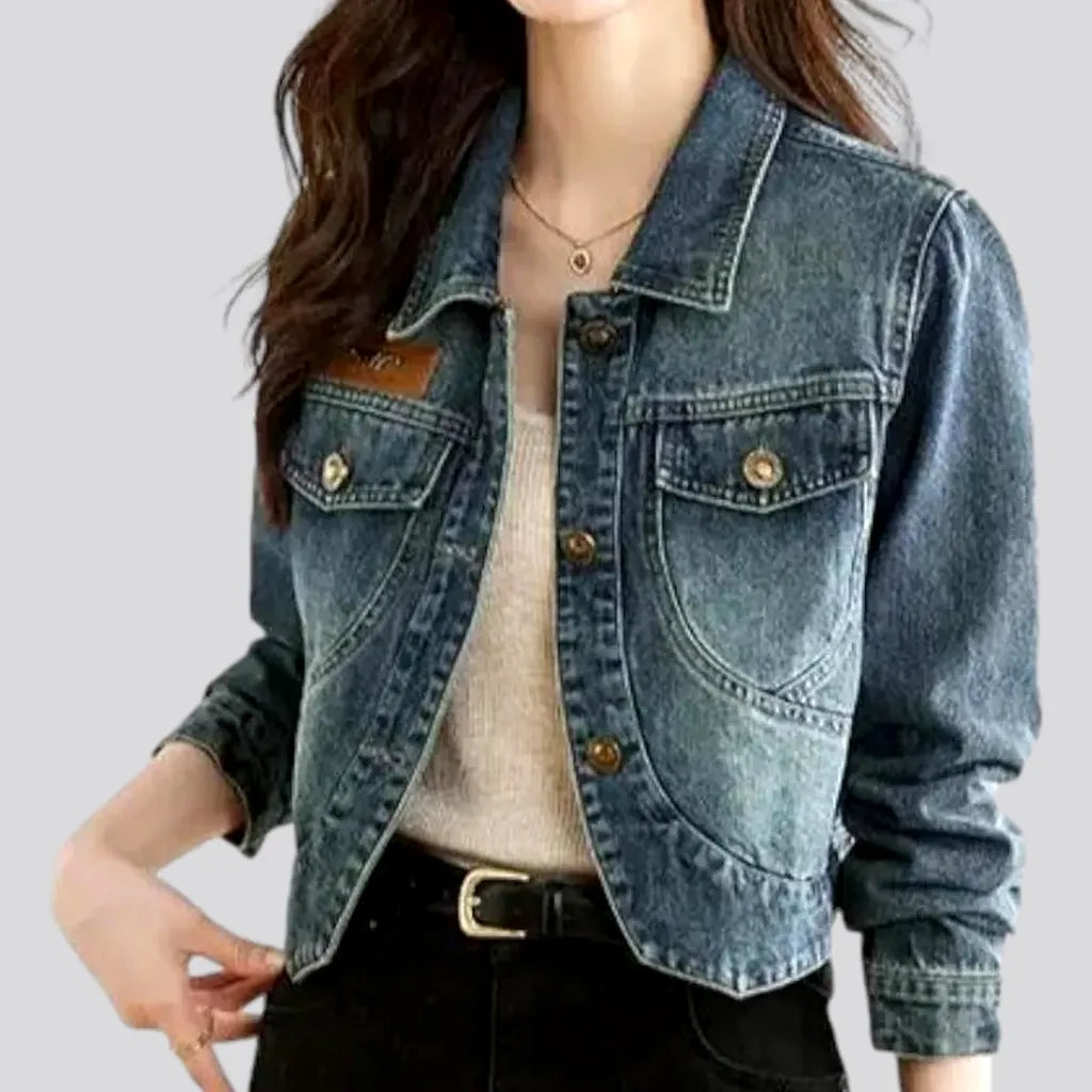 Women's Clothes For Work Asymmetric sanded jean jacket for women