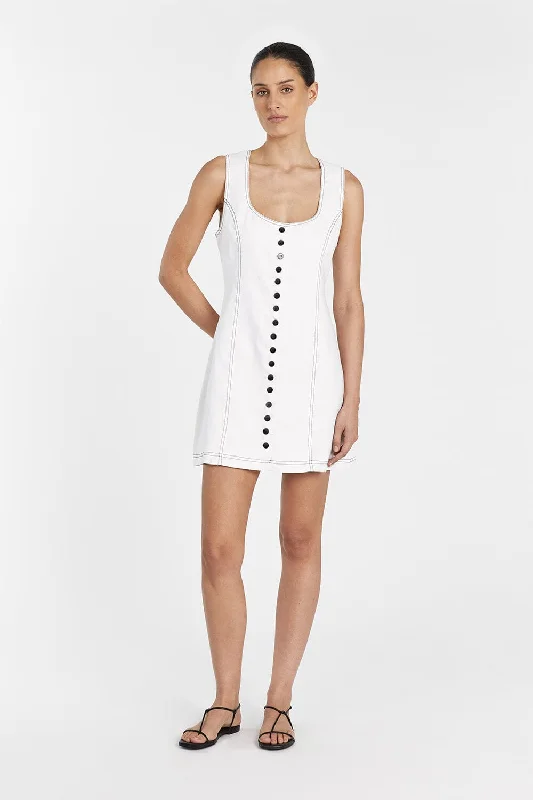 Affordable Women's Attire ROSIE WHITE LINEN MINI DRESS