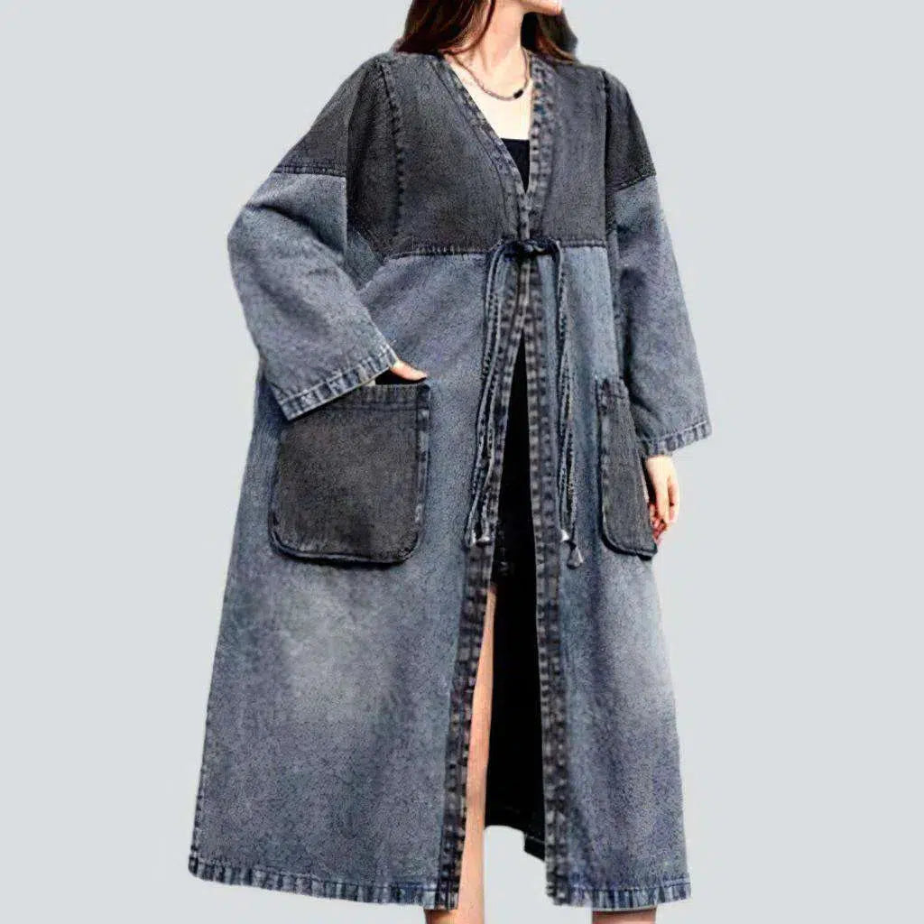 Sustainable Fashion Clothing For Women Sanded dark denim coat
 for women